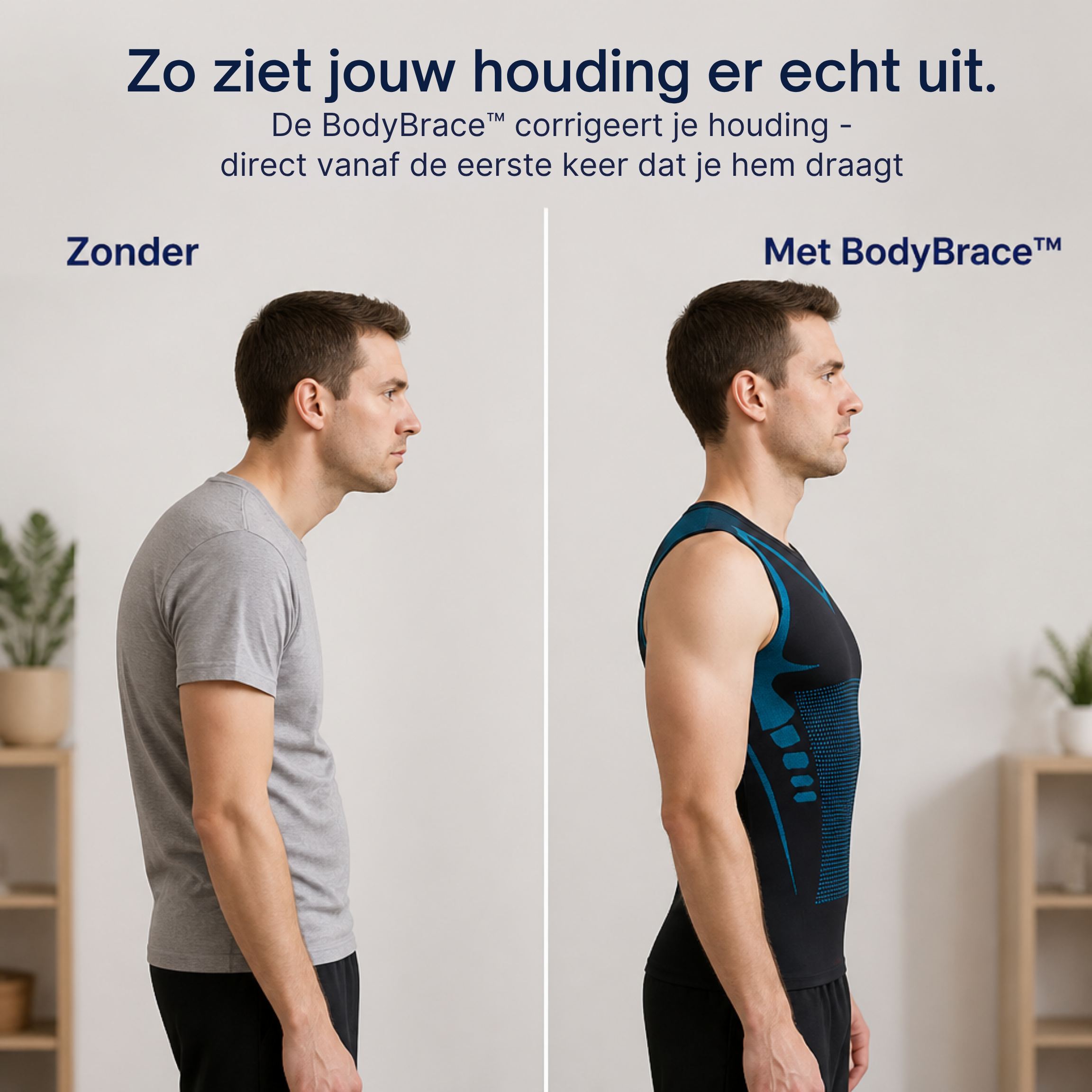 BodyBrace™ - Rechte rug. Strakker silhouet. Direct vanaf de eerste dag.